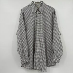 Nordstrom Shirt Men 18 Gray White Check Long Sleeve Button Down Wrinkle Free